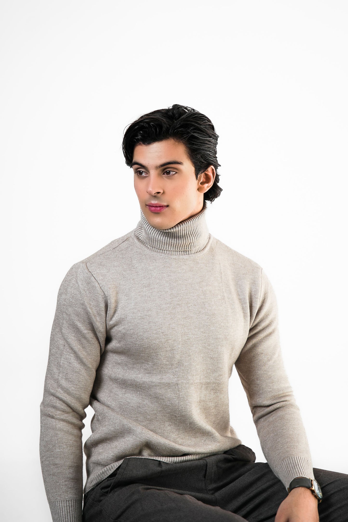 Sand Turtleneck Knit Sweater