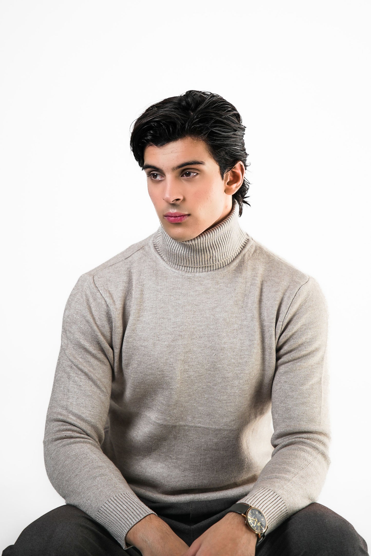 Sand Turtleneck Knit Sweater