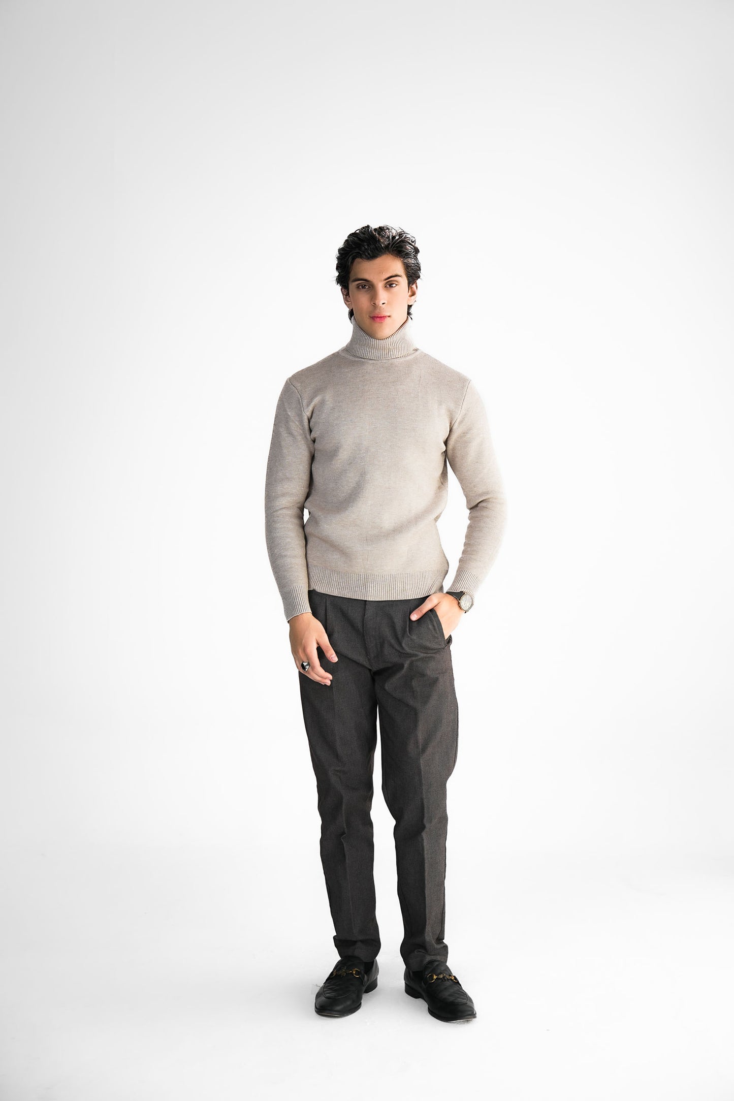 Sand Turtleneck Knit Sweater