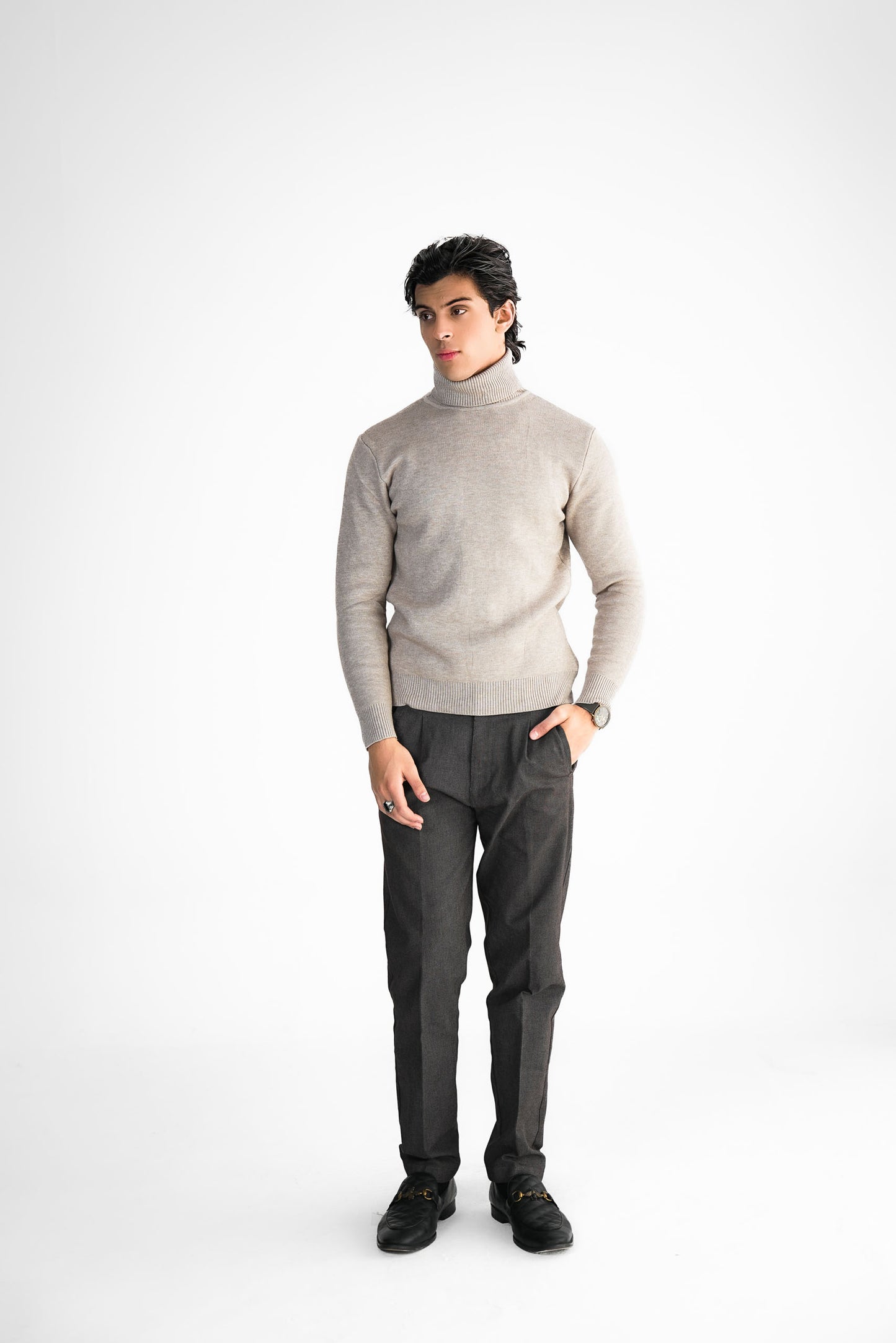 Sand Turtleneck Knit Sweater