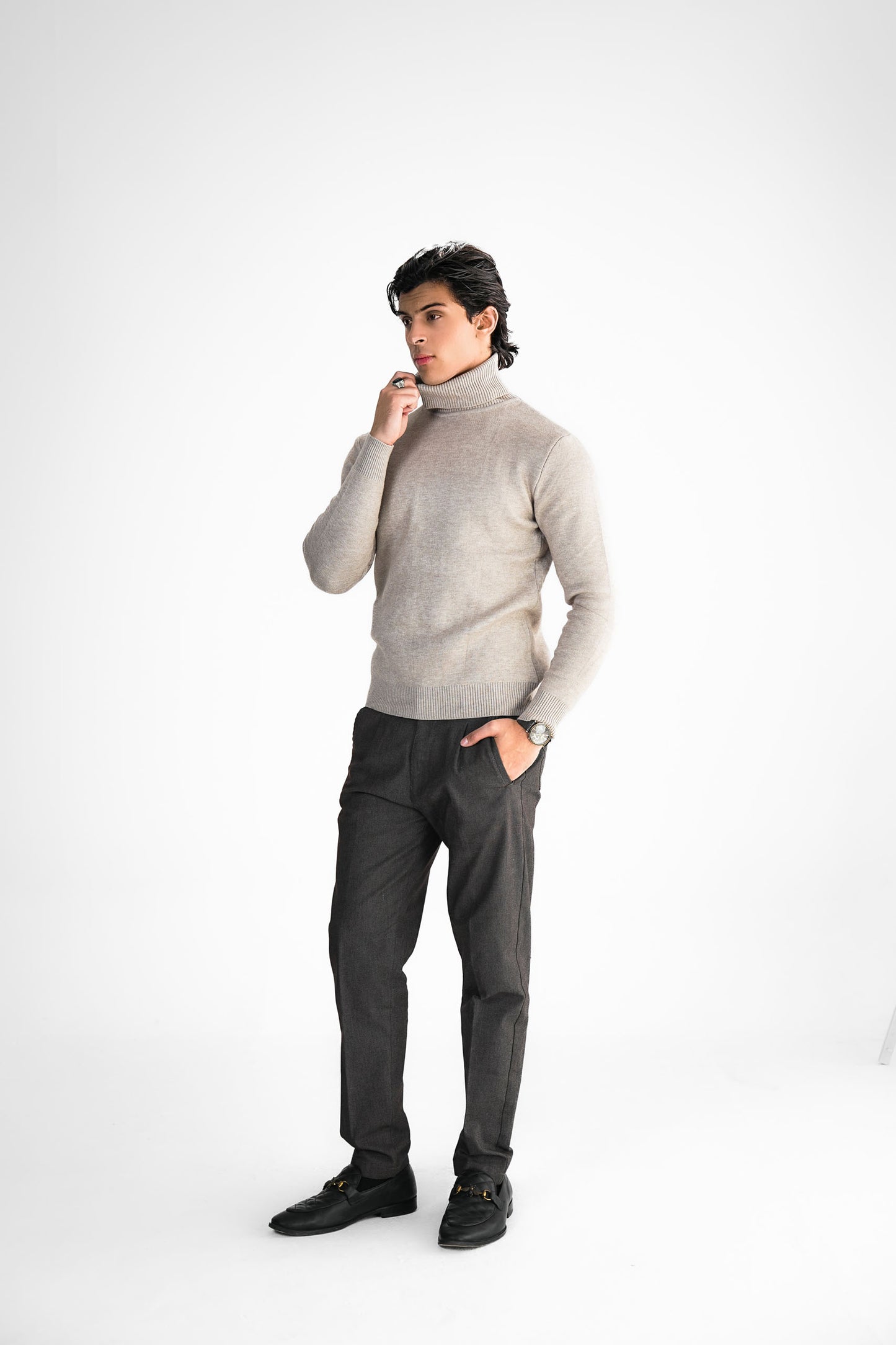 Sand Turtleneck Knit Sweater