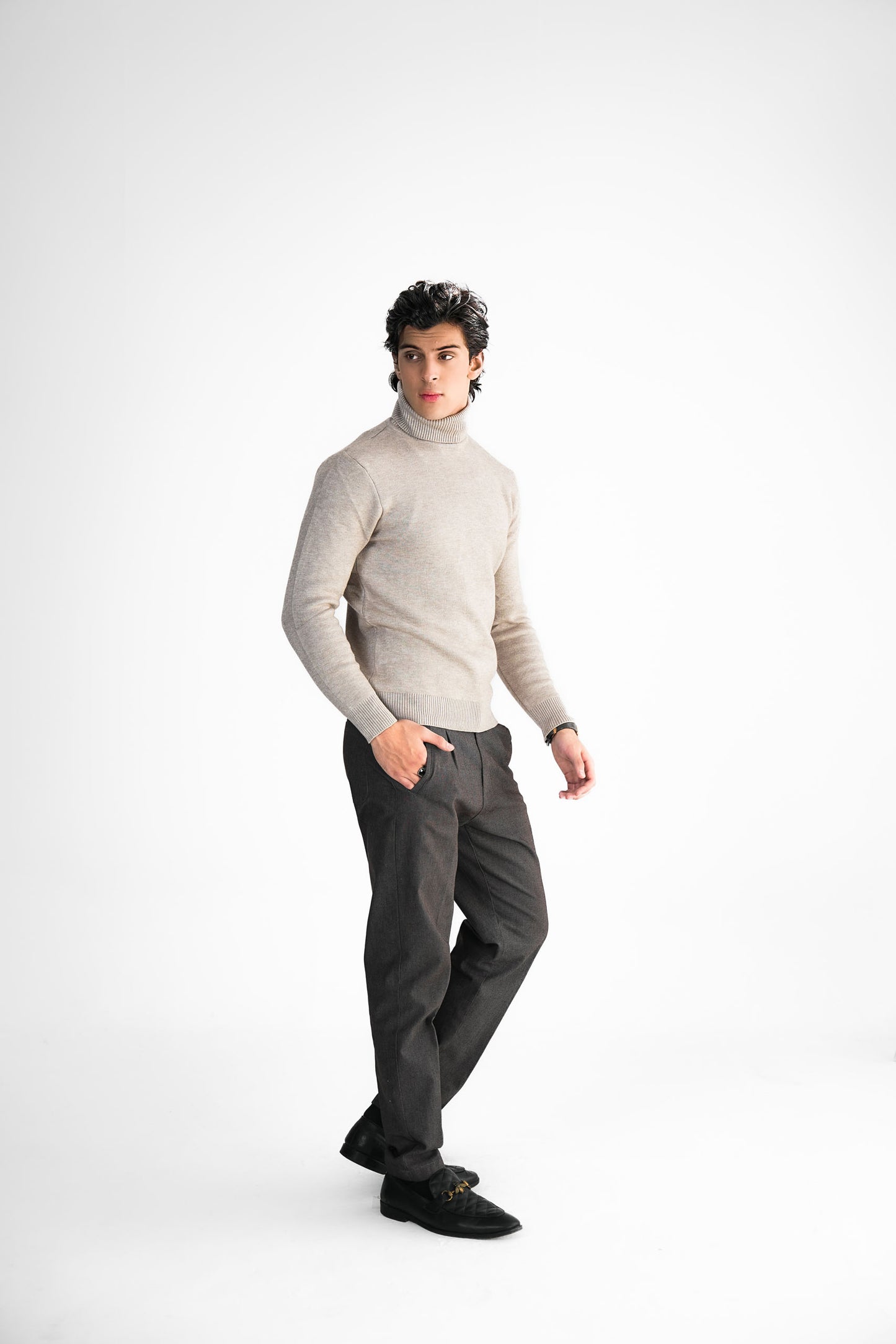 Sand Turtleneck Knit Sweater