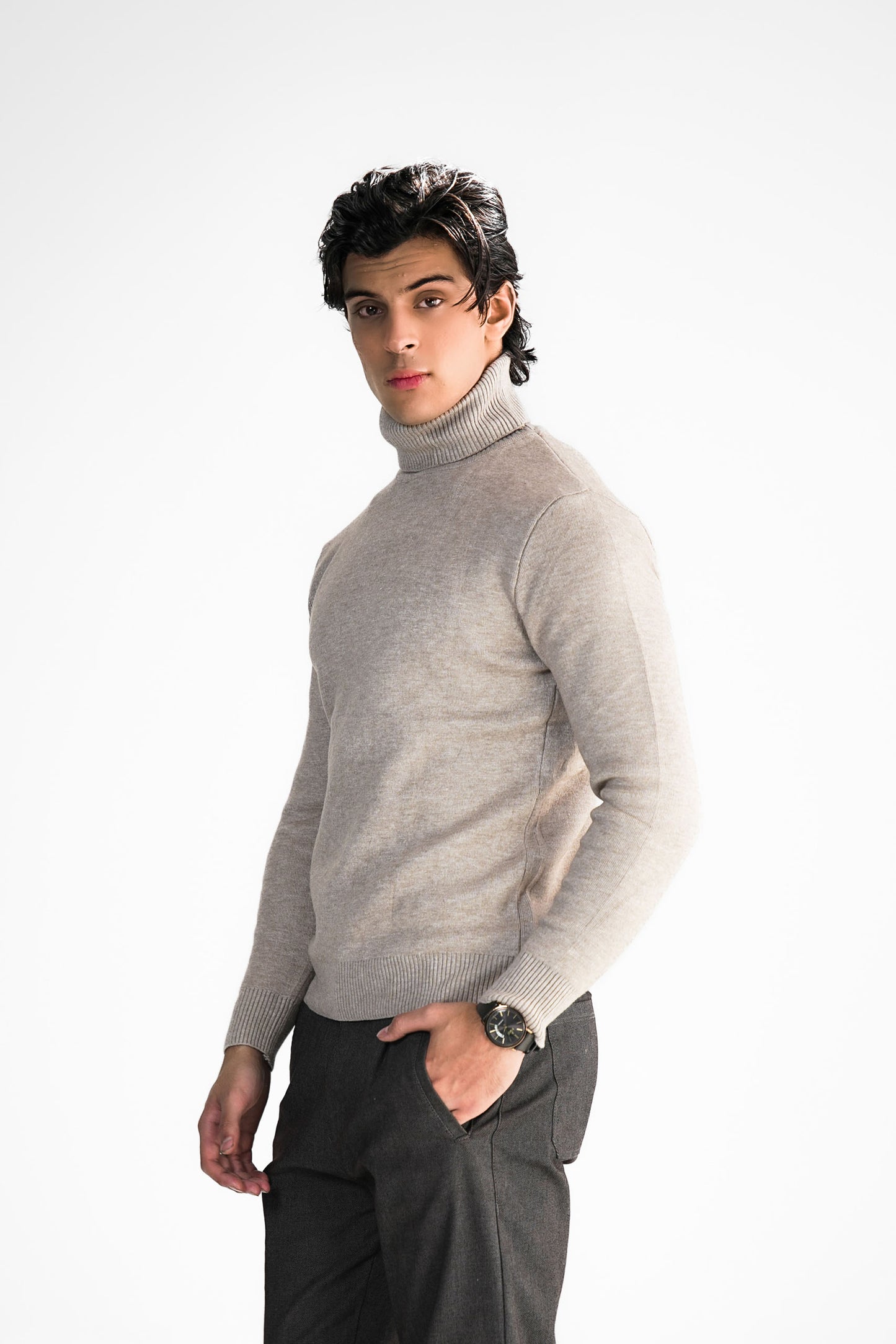 Sand Turtleneck Knit Sweater