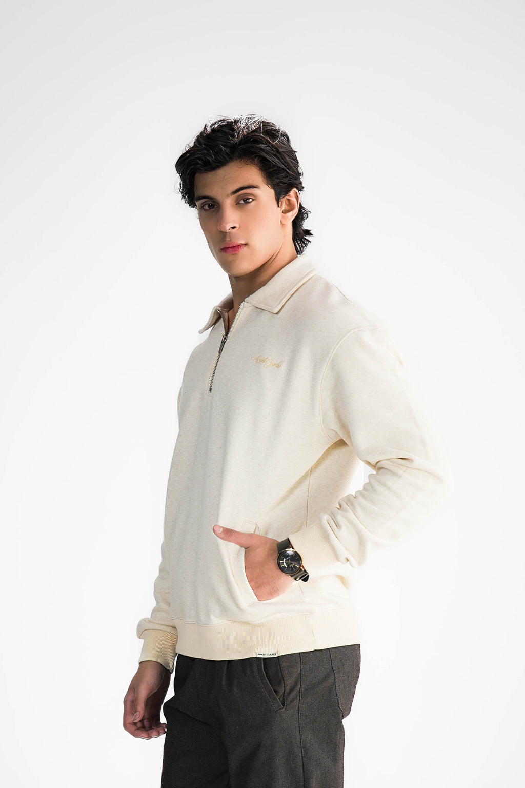 Cream Zipper Sweater