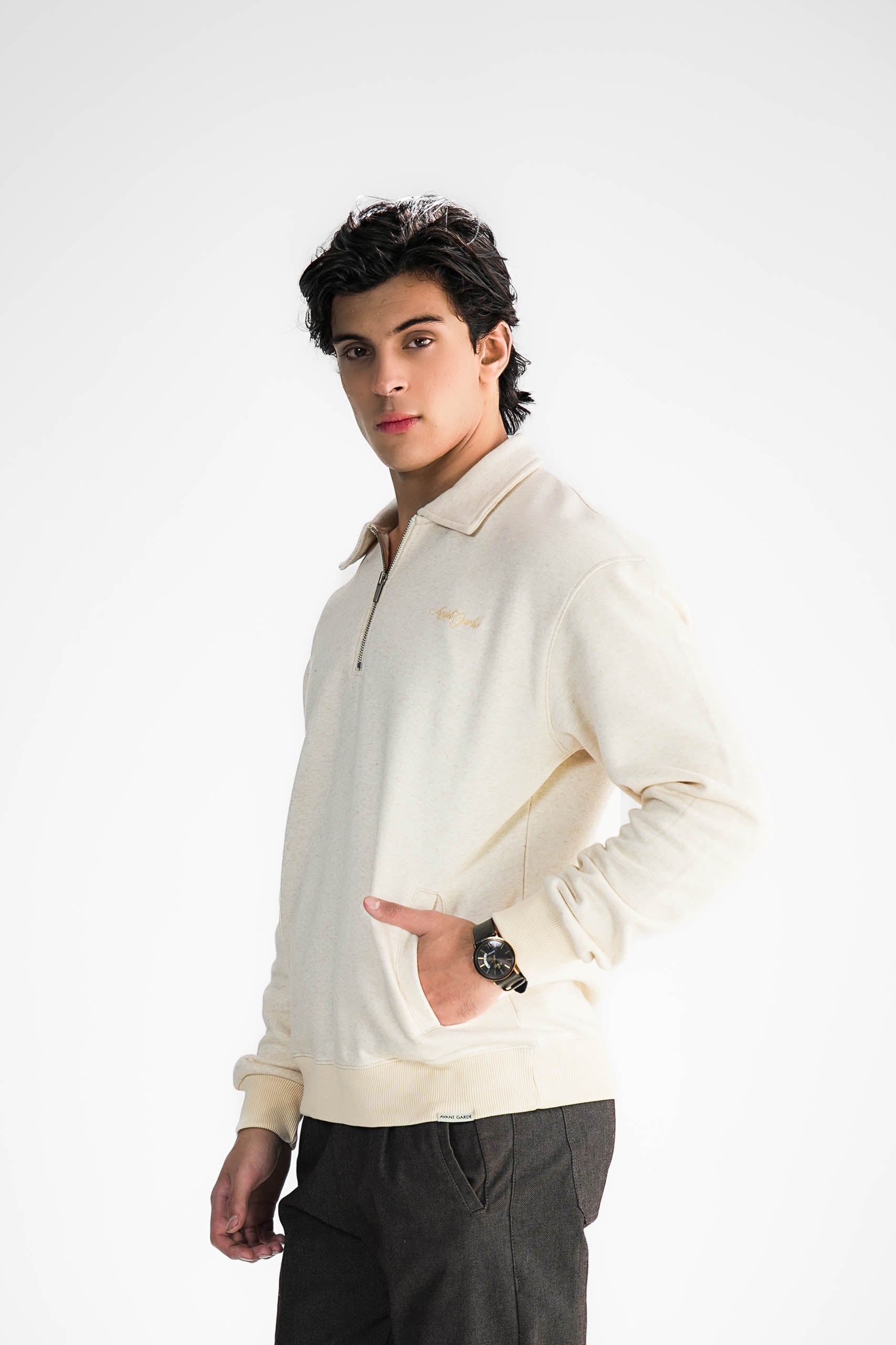 Cream Zipper Sweater