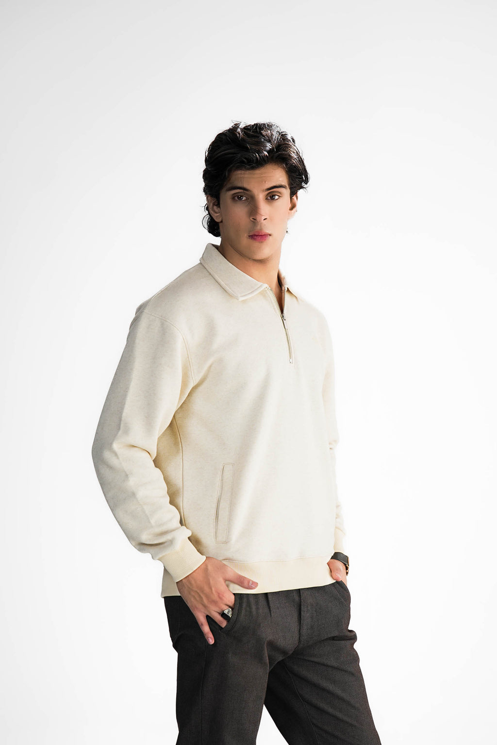 Cream Zipper Sweater