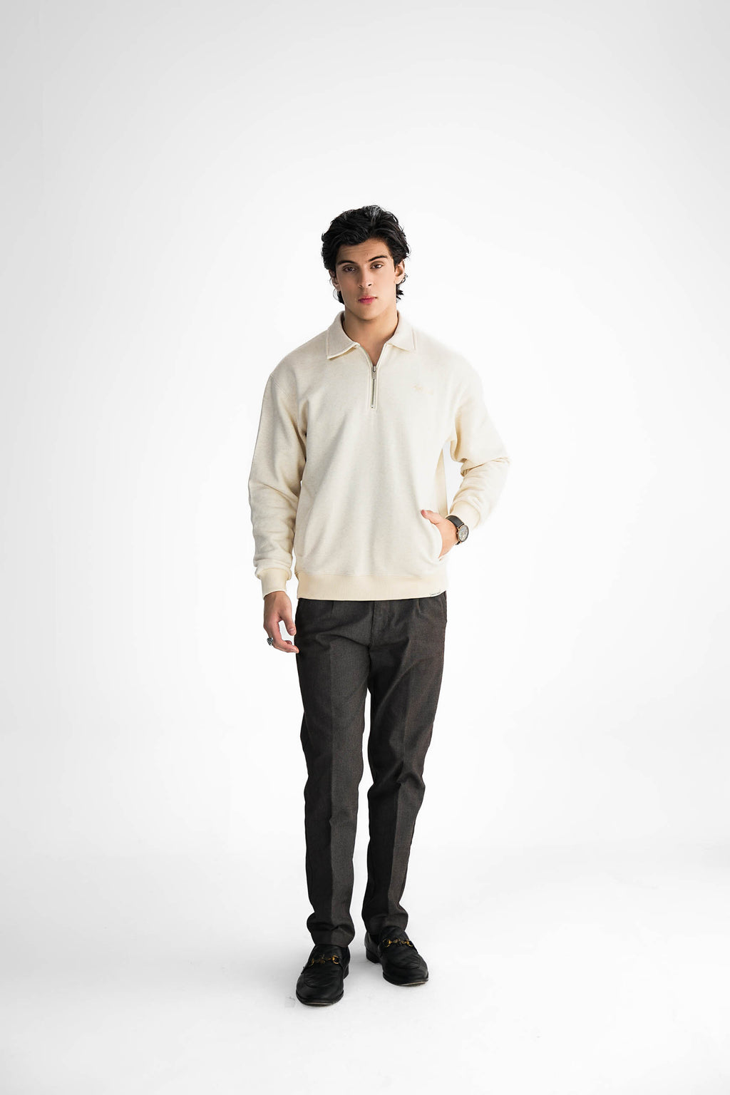 Cream Zipper Sweater