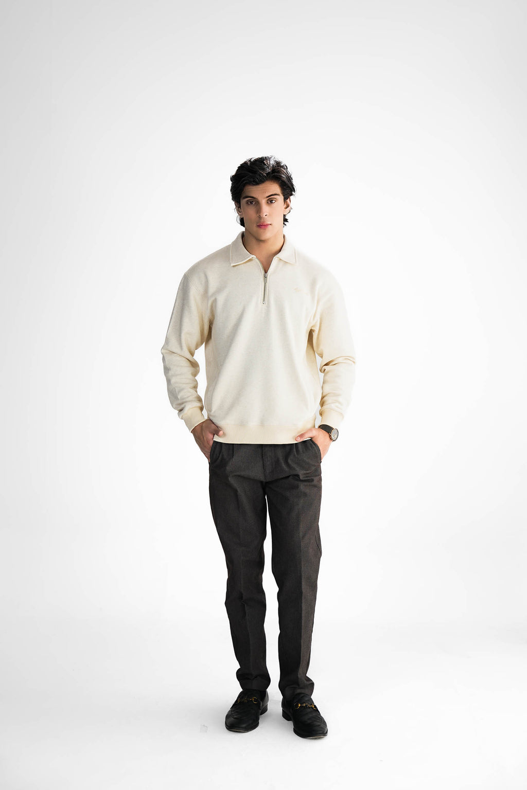 Cream Zipper Sweater