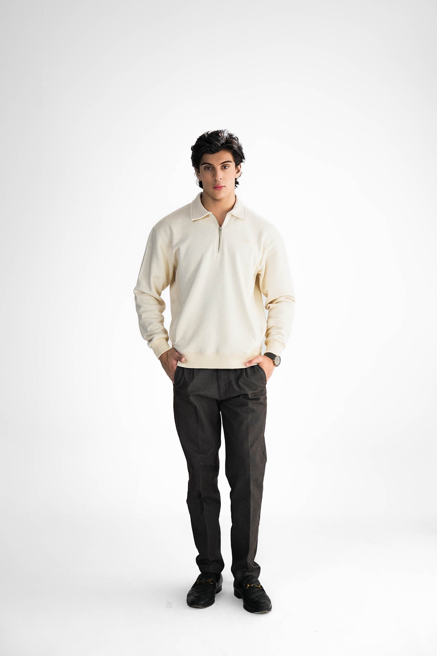 Cream Zipper Sweater