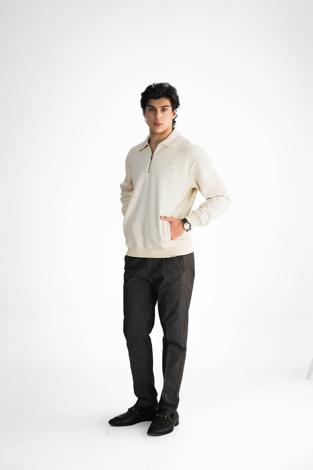 Cream Zipper Sweater