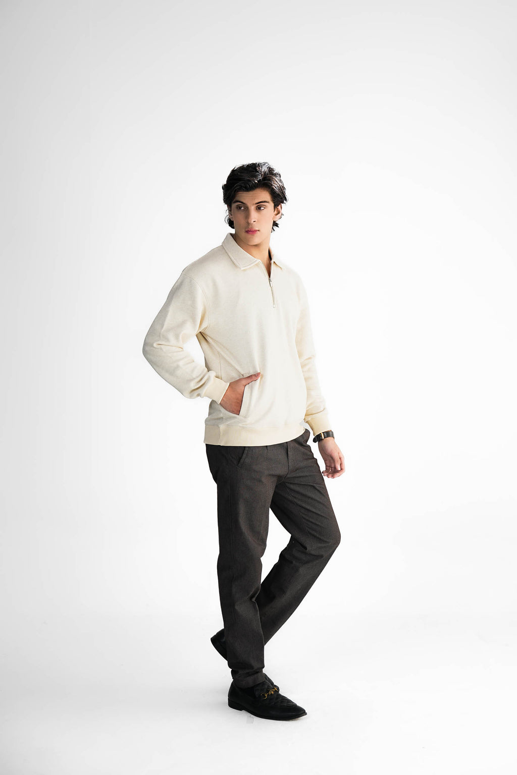 Cream Zipper Sweater