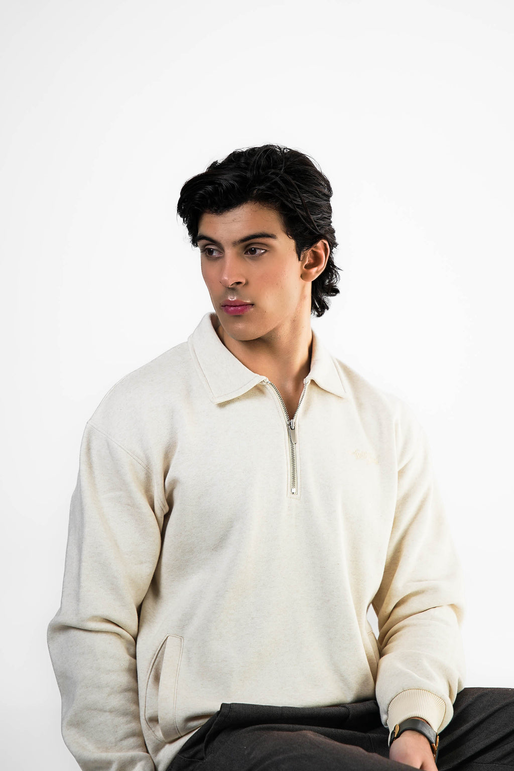 Cream Zipper Sweater