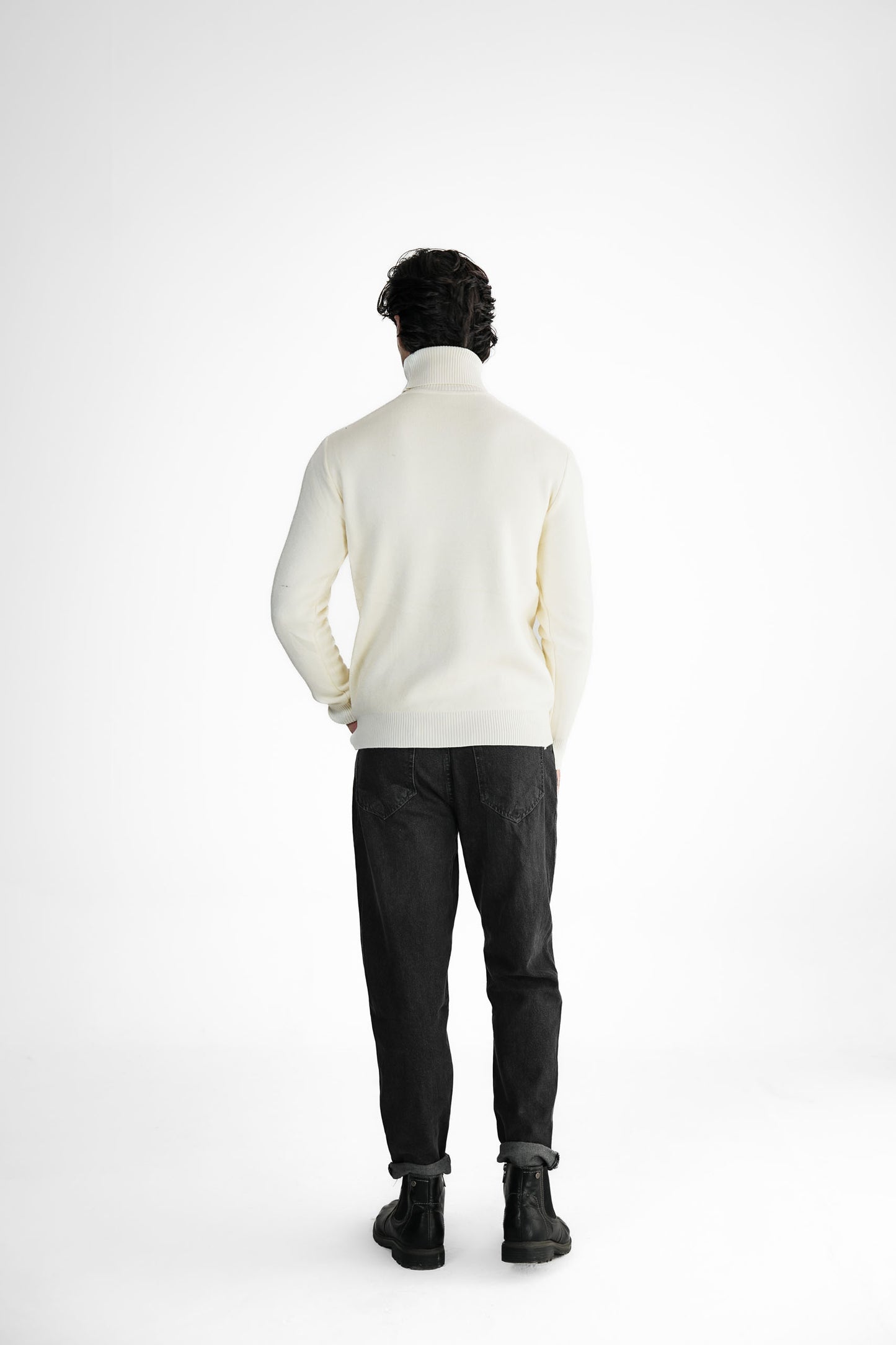 Cream Turtleneck Knit Sweater