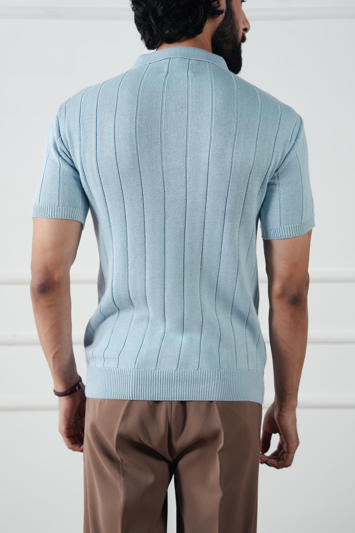 Drop Needle Knit Polo Sweater (MKP-11)