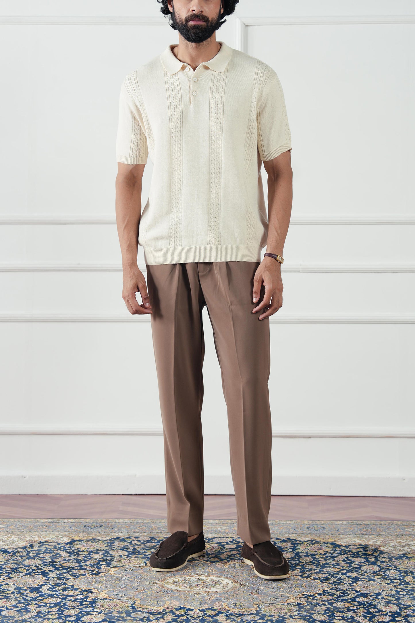 Cable Knit Polo Sweater (MKP-07)