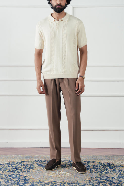Cream Polo Shirt for Men