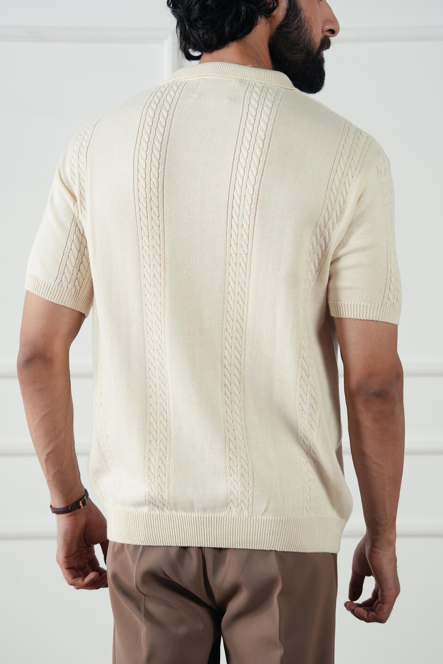 Cable Knit Polo Sweater (MKP-07)