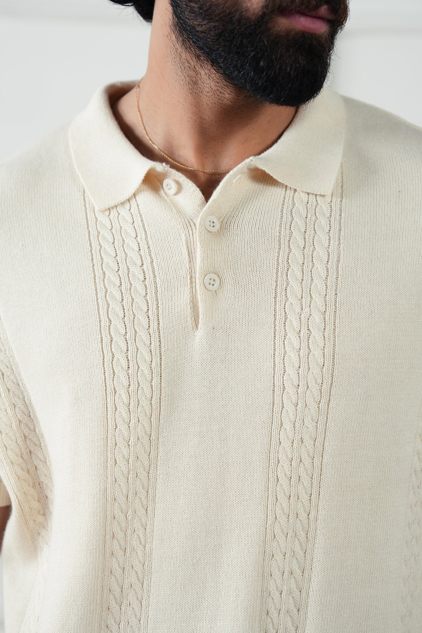 Cable Knit Polo Sweater (MKP-07)