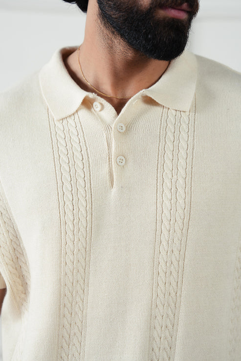Cream Polo Shirt for Men