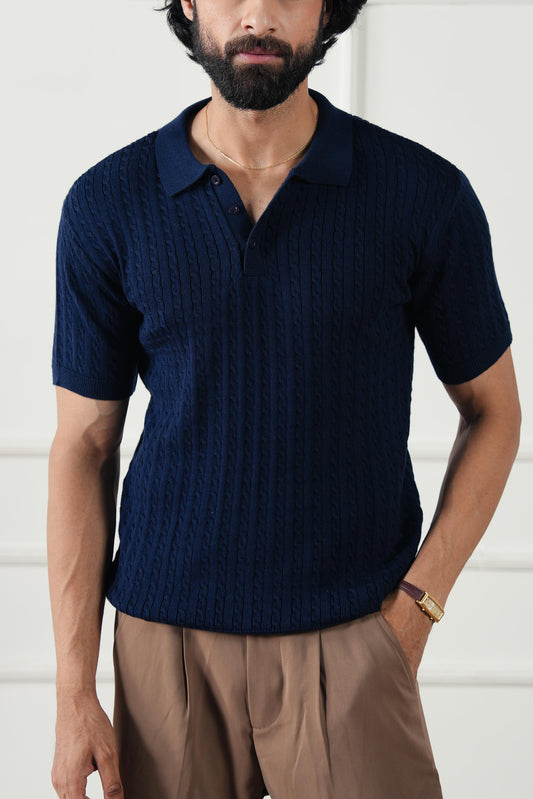 Cable Knit Polo Sweater (MKP-06)