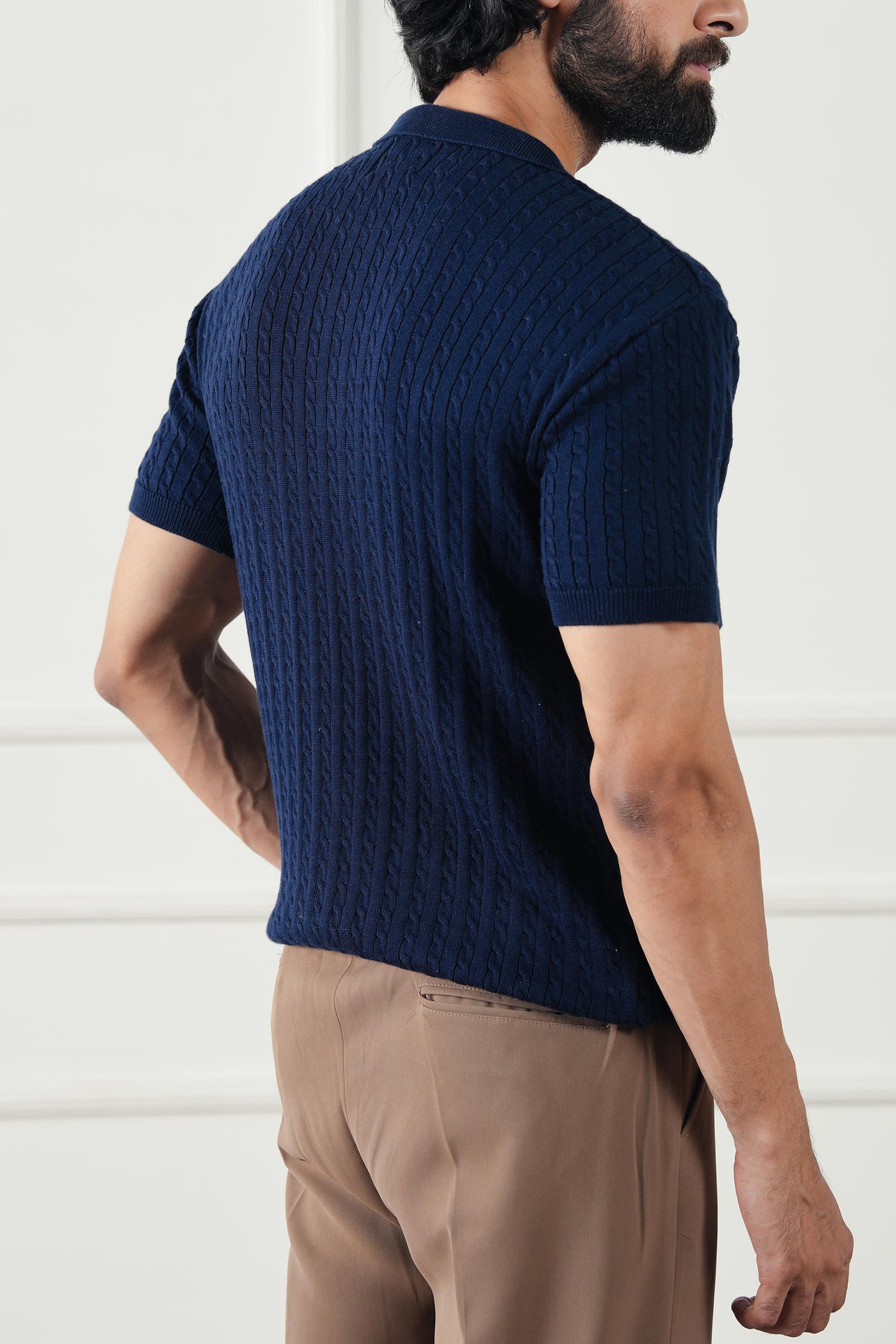Cable Knit Polo Sweater (MKP-06)
