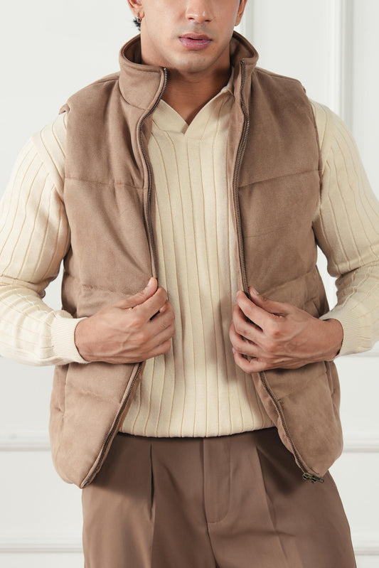 Quilted Suede Gilet (MPJ-06)
