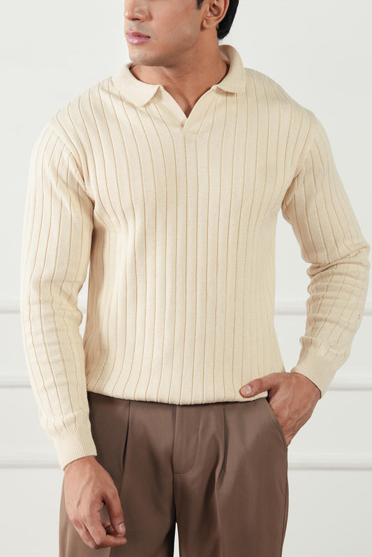 Rib Knit Polo Sweater (MKP-18)