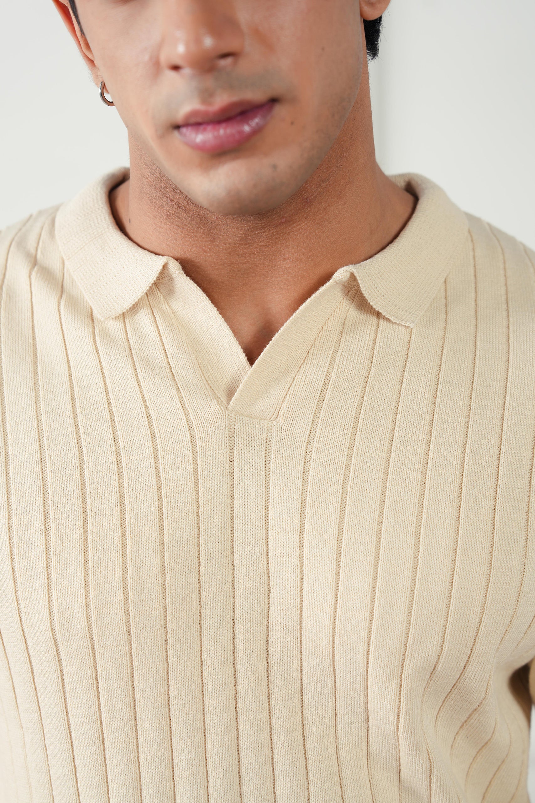 Rib Knit Polo Sweater (MKP-18)