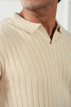 Rib Knit Polo Sweater (MKP-18)