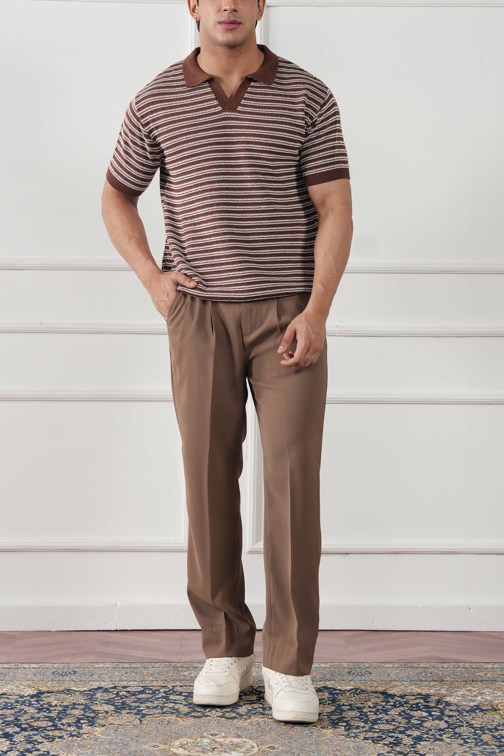 Striped Knit Polo Shirt (MKP-15)