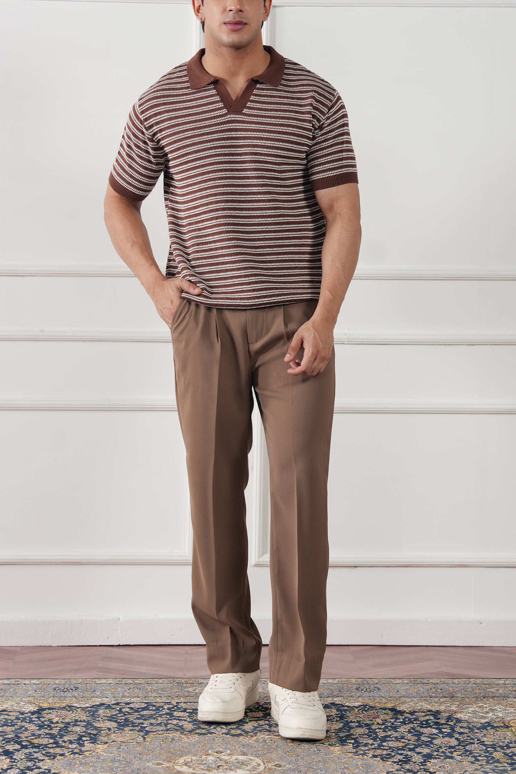Striped Knit Polo Shirt (MKP-15)