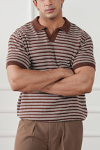Striped Knit Polo Shirt (MKP-15)