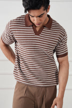 Striped Knit Polo Shirt (MKP-15)