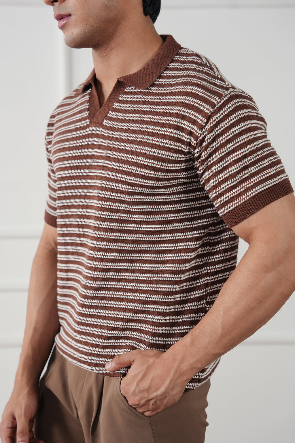Striped Knit Polo Shirt (MKP-15)