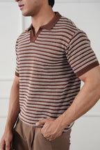 Striped Knit Polo Shirt (MKP-15)