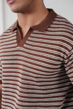 Striped Knit Polo Shirt (MKP-15)