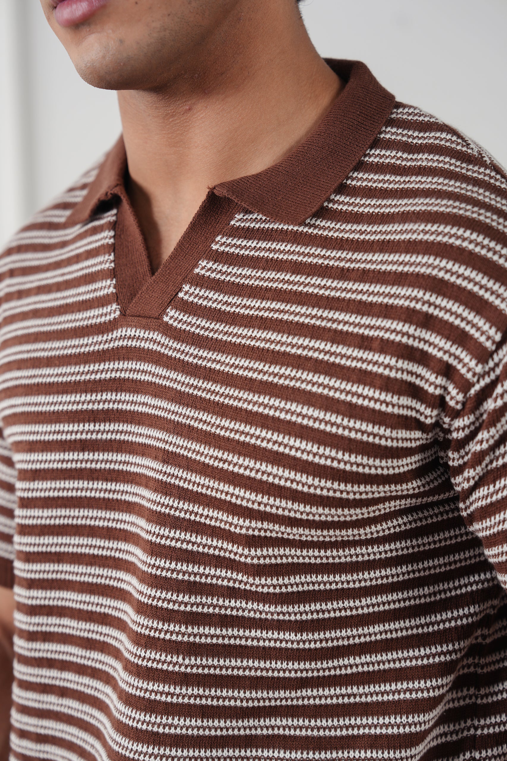 Striped Knit Polo Shirt (MKP-15)