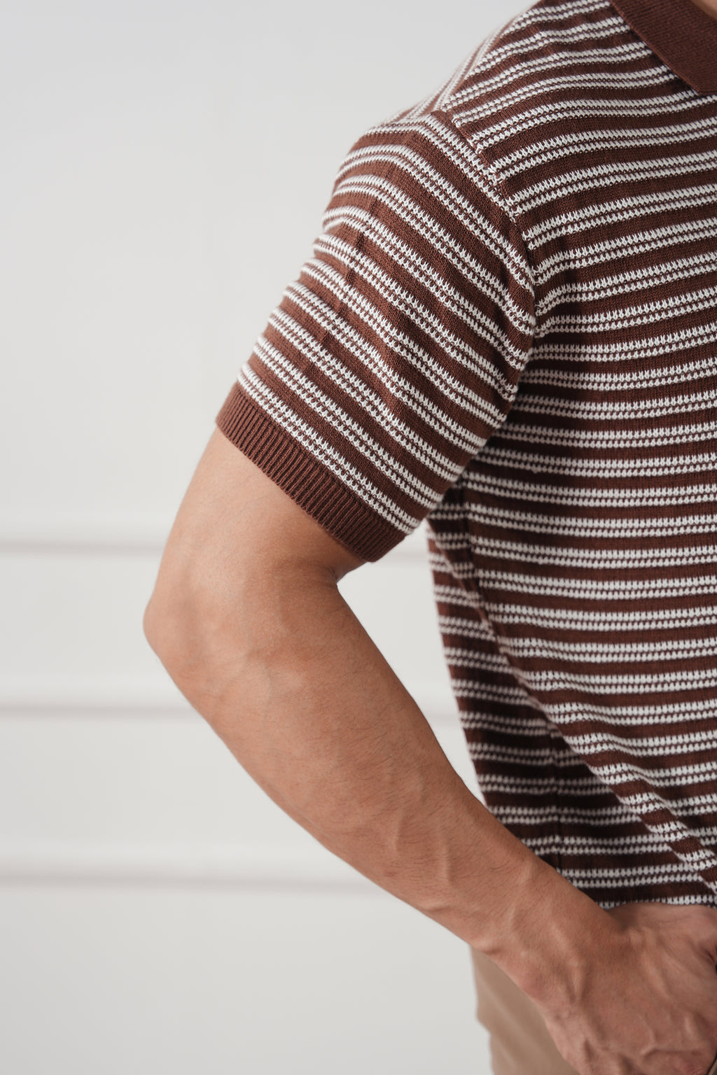 Striped Knit Polo Shirt (MKP-15)