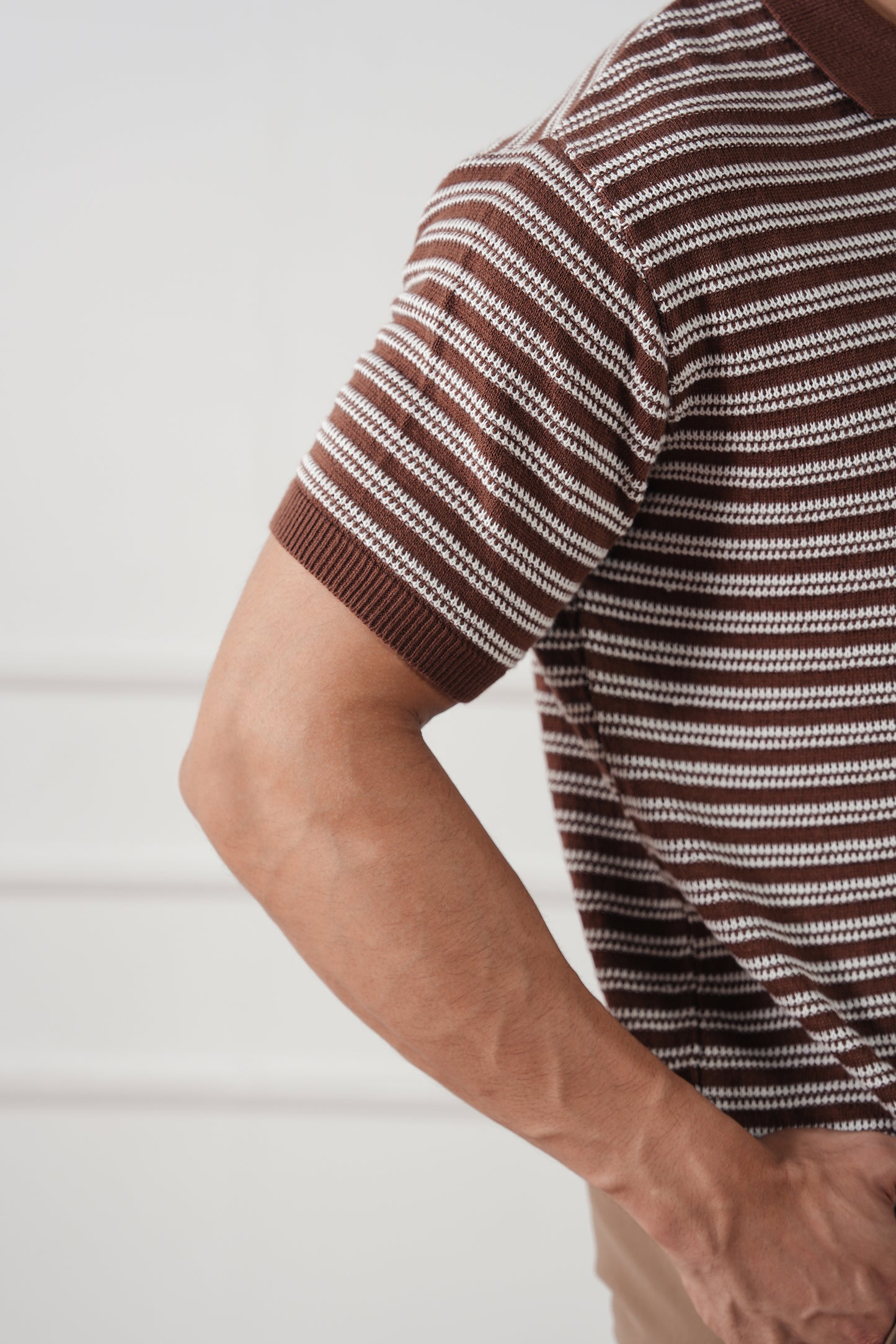 Striped Knit Polo Sweater (MKP-15)