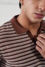 Striped Knit Polo Shirt (MKP-15)