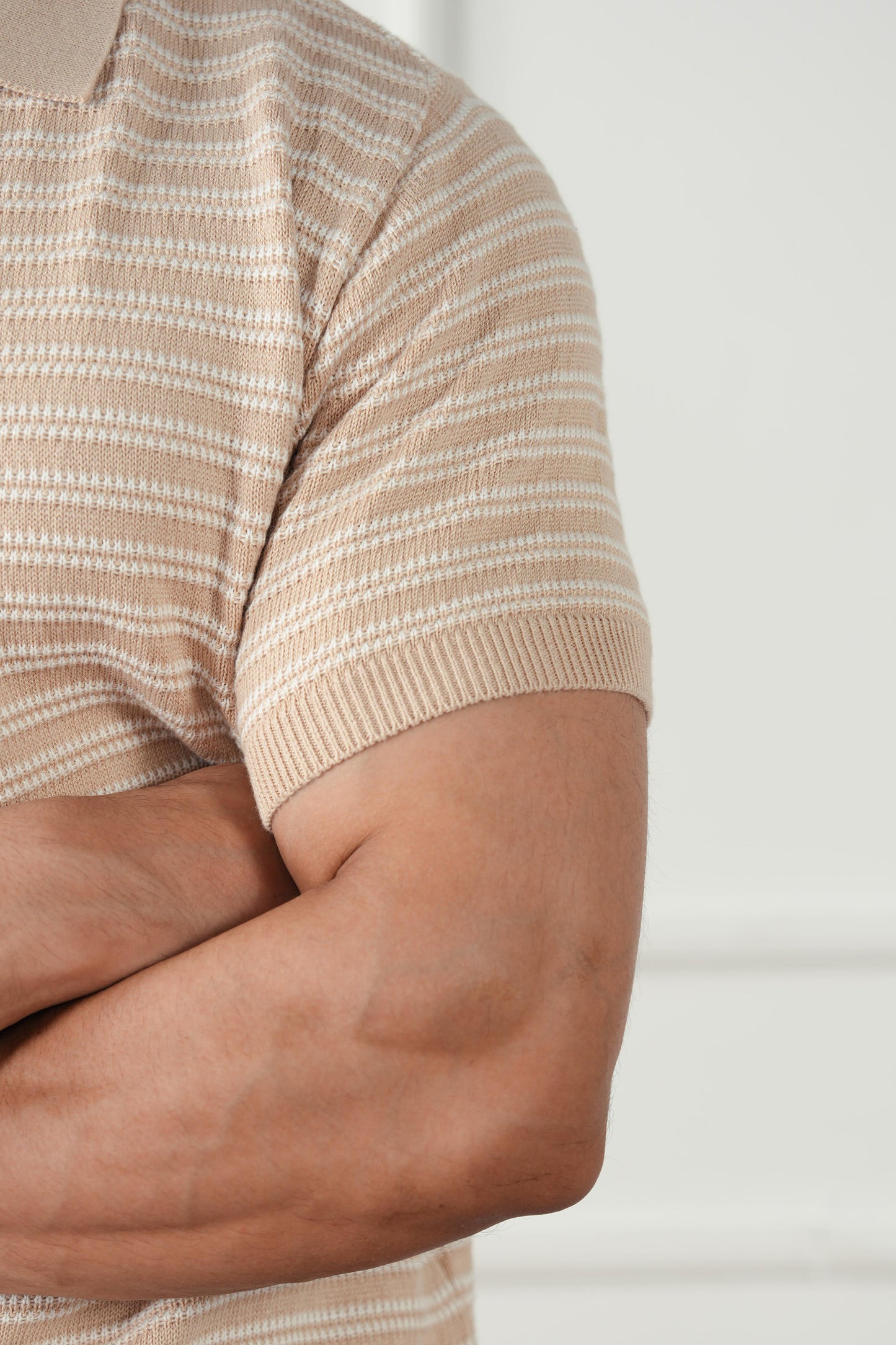 Striped Knit Polo Sweater (MKP-14)