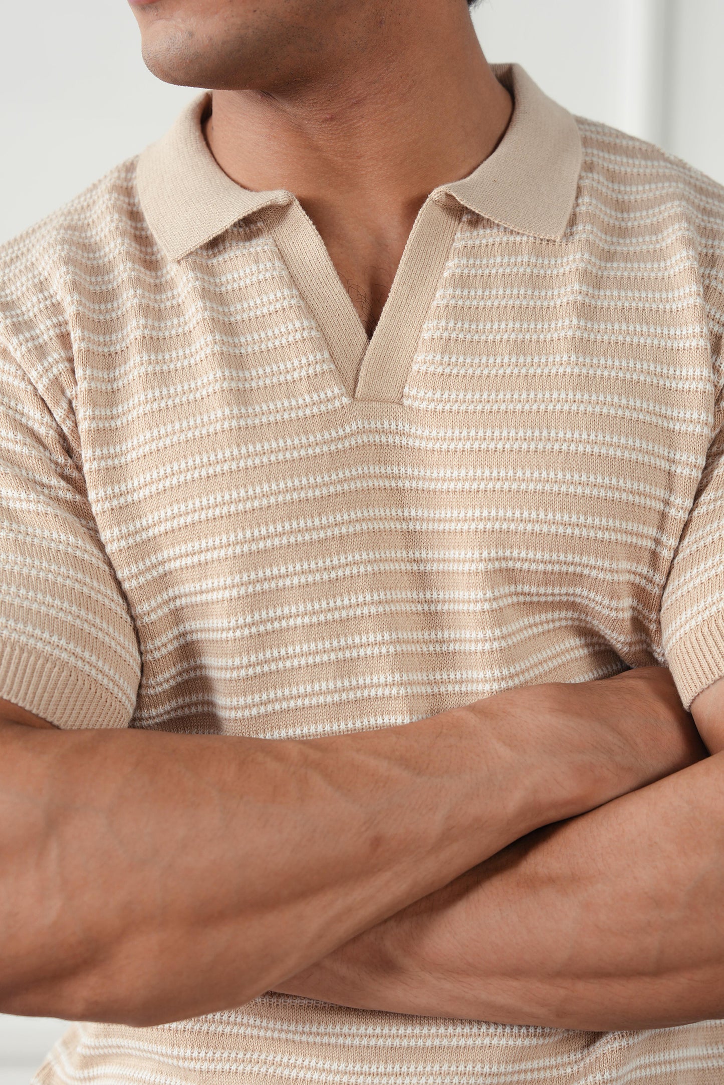 Striped Knit Polo Sweater (MKP-14)