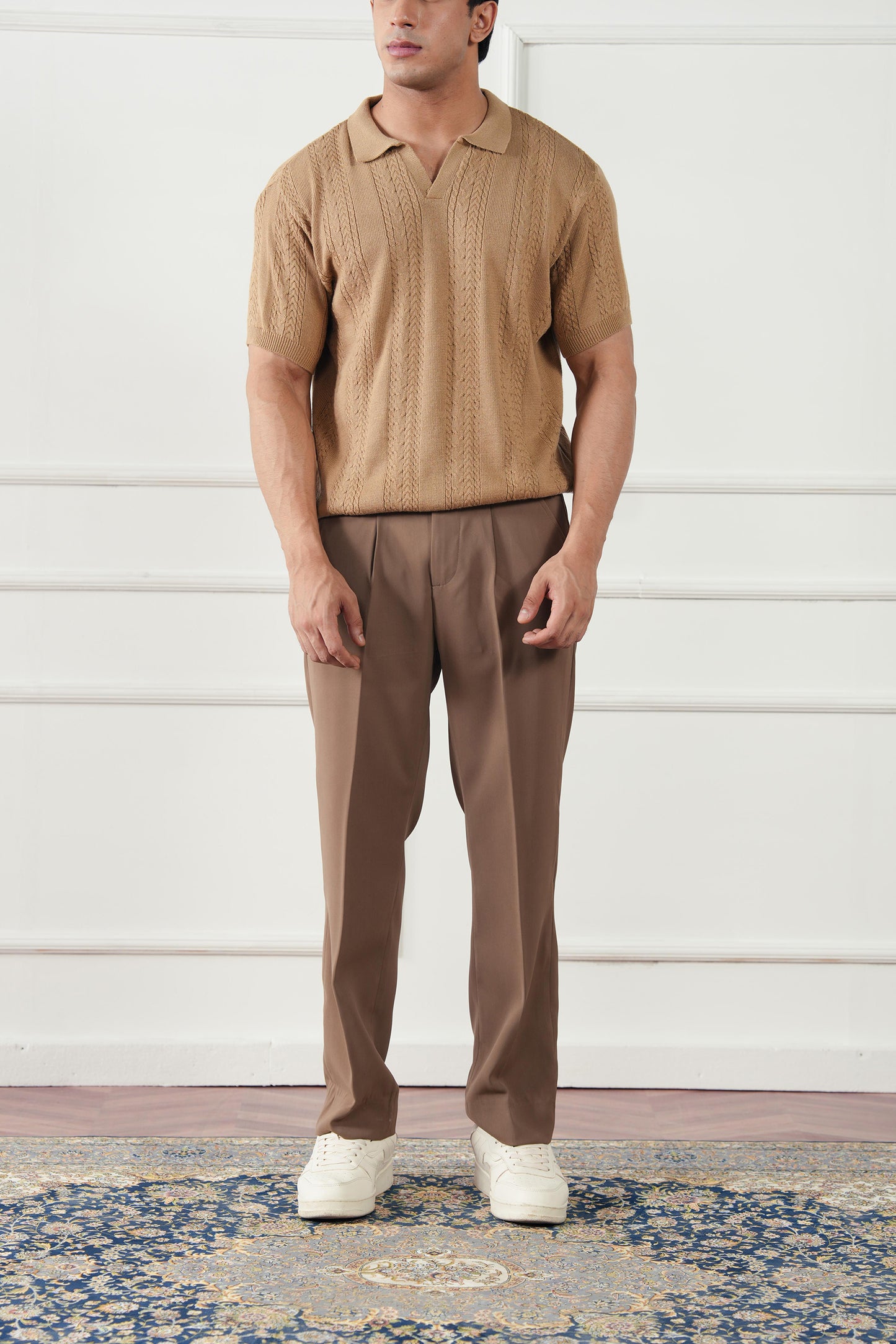 Striped Knit Polo Sweater (MKP-03)