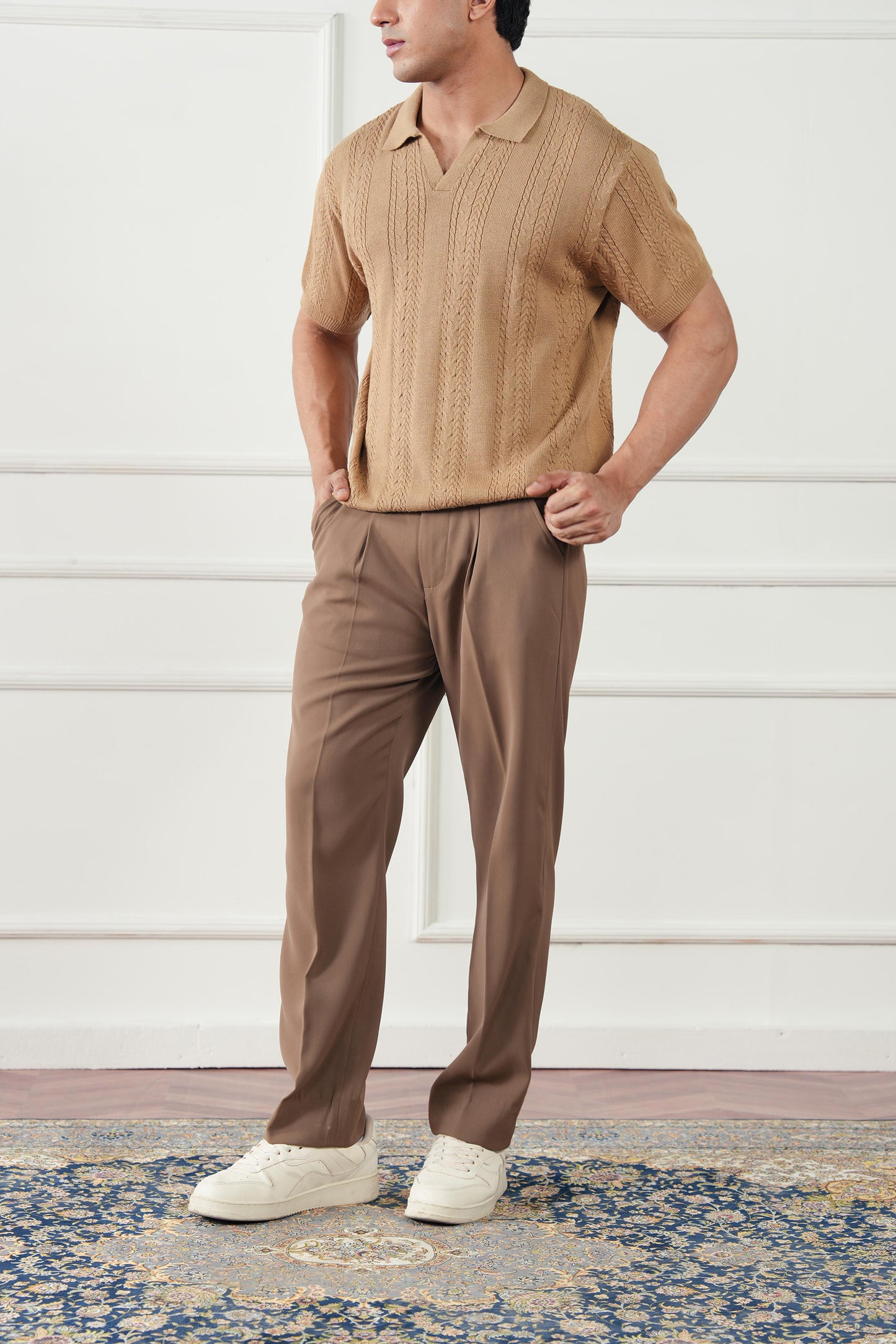 Striped Knit Polo Sweater (MKP-03)