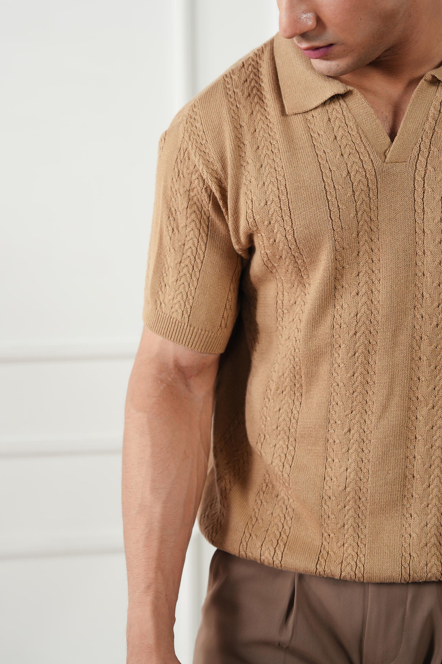 Striped Knit Polo Sweater (MKP-03)