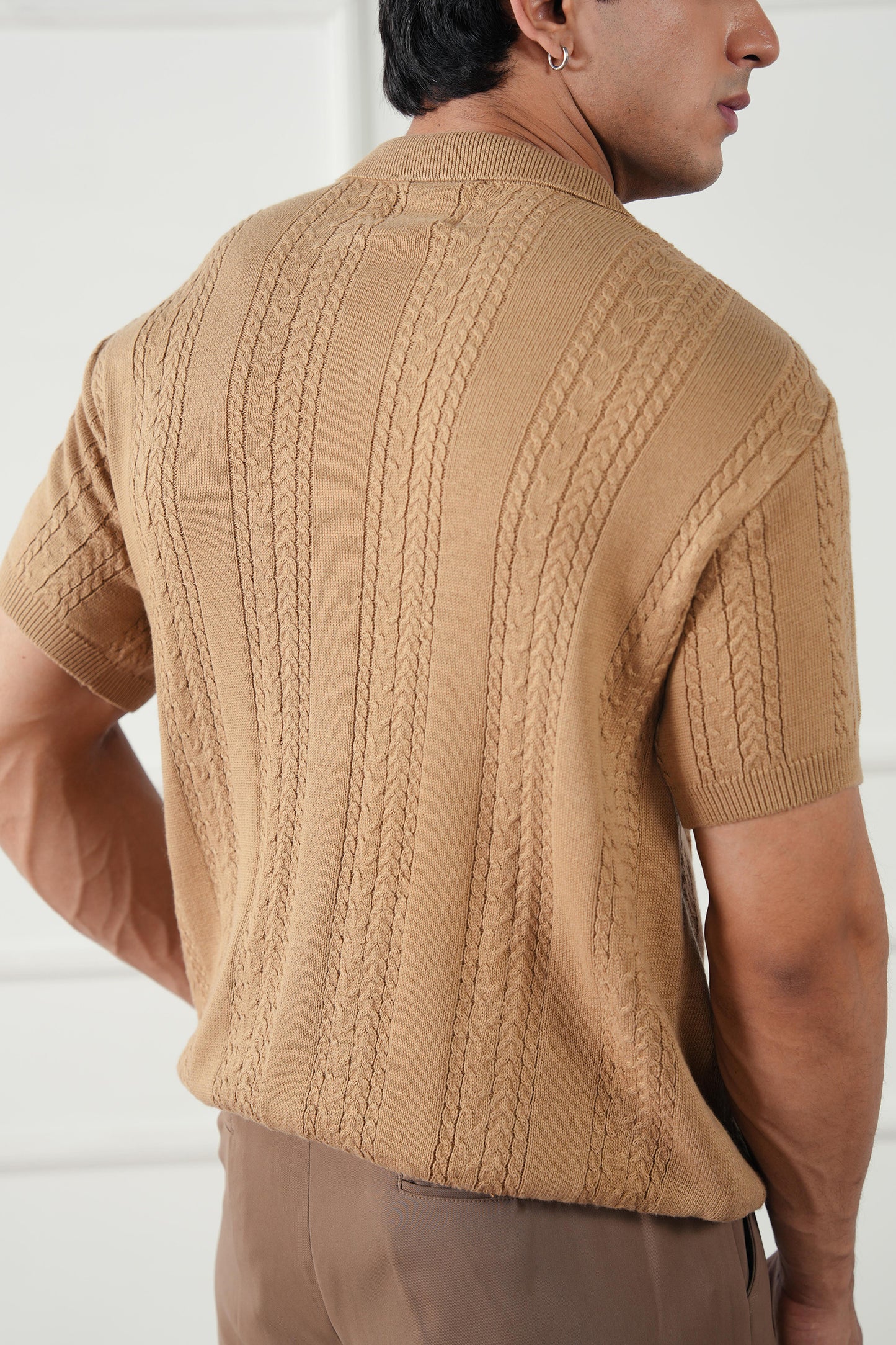 Striped Knit Polo Sweater (MKP-03)