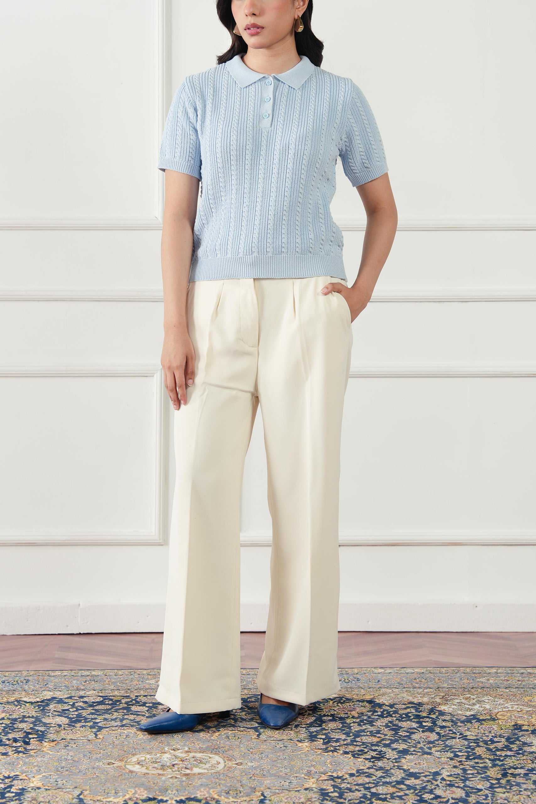 Cable Knit Polo Shirt (WKP-01)