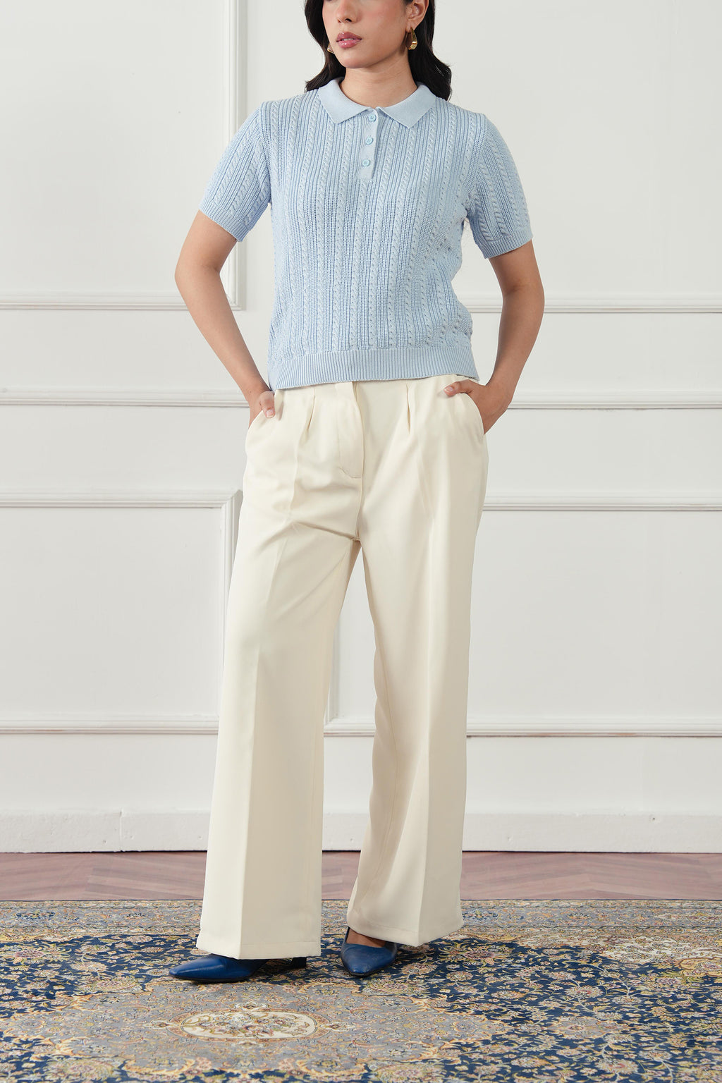 Cable Knit Polo Shirt (WKP-01)