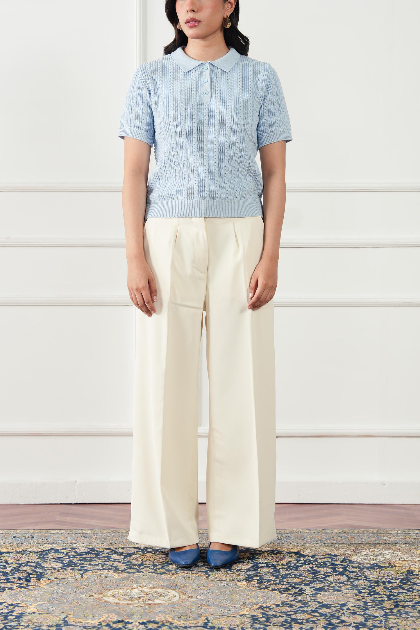 Cable Knit Polo Sweater (WKP-01)