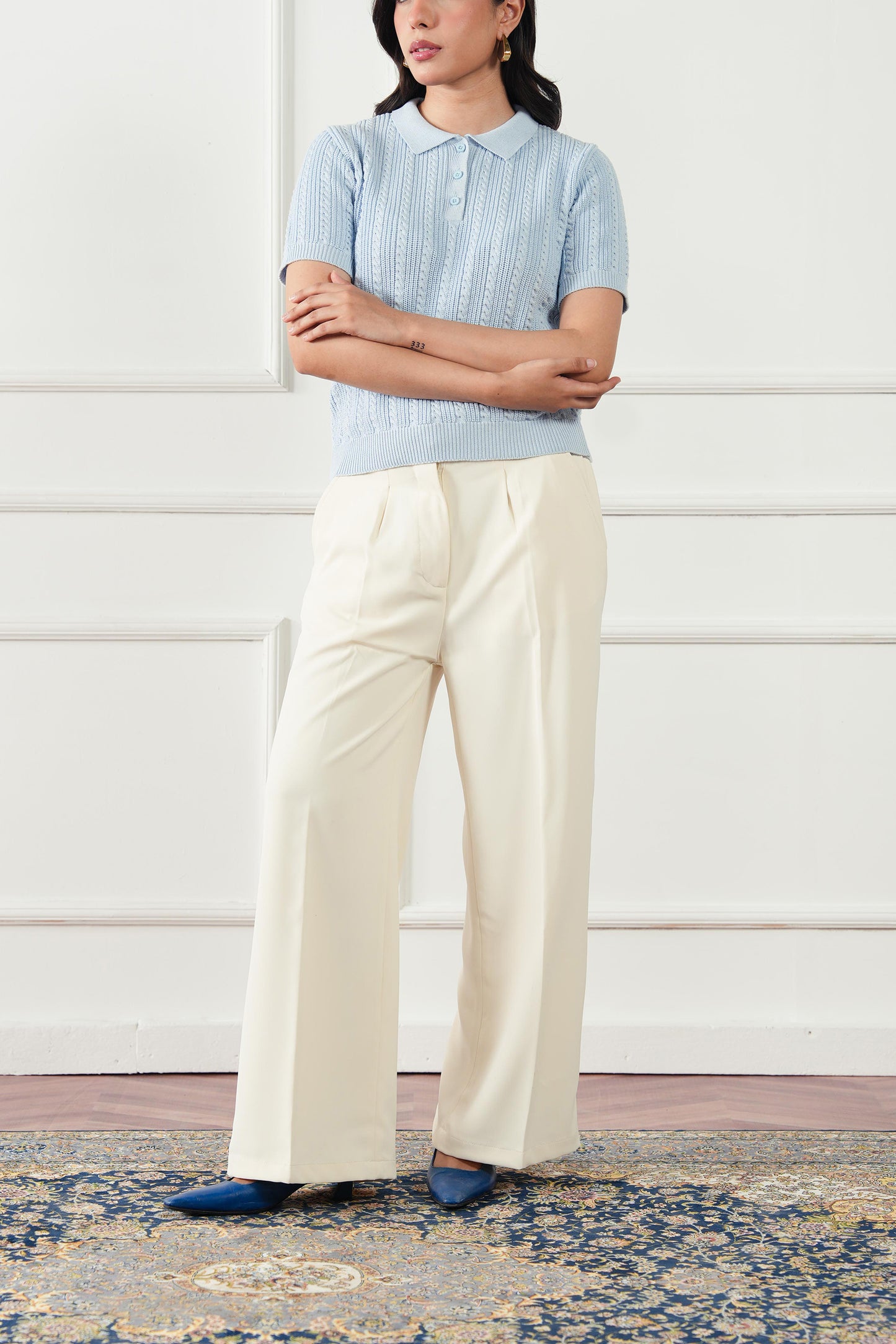 Cable Knit Polo Sweater (WKP-01)